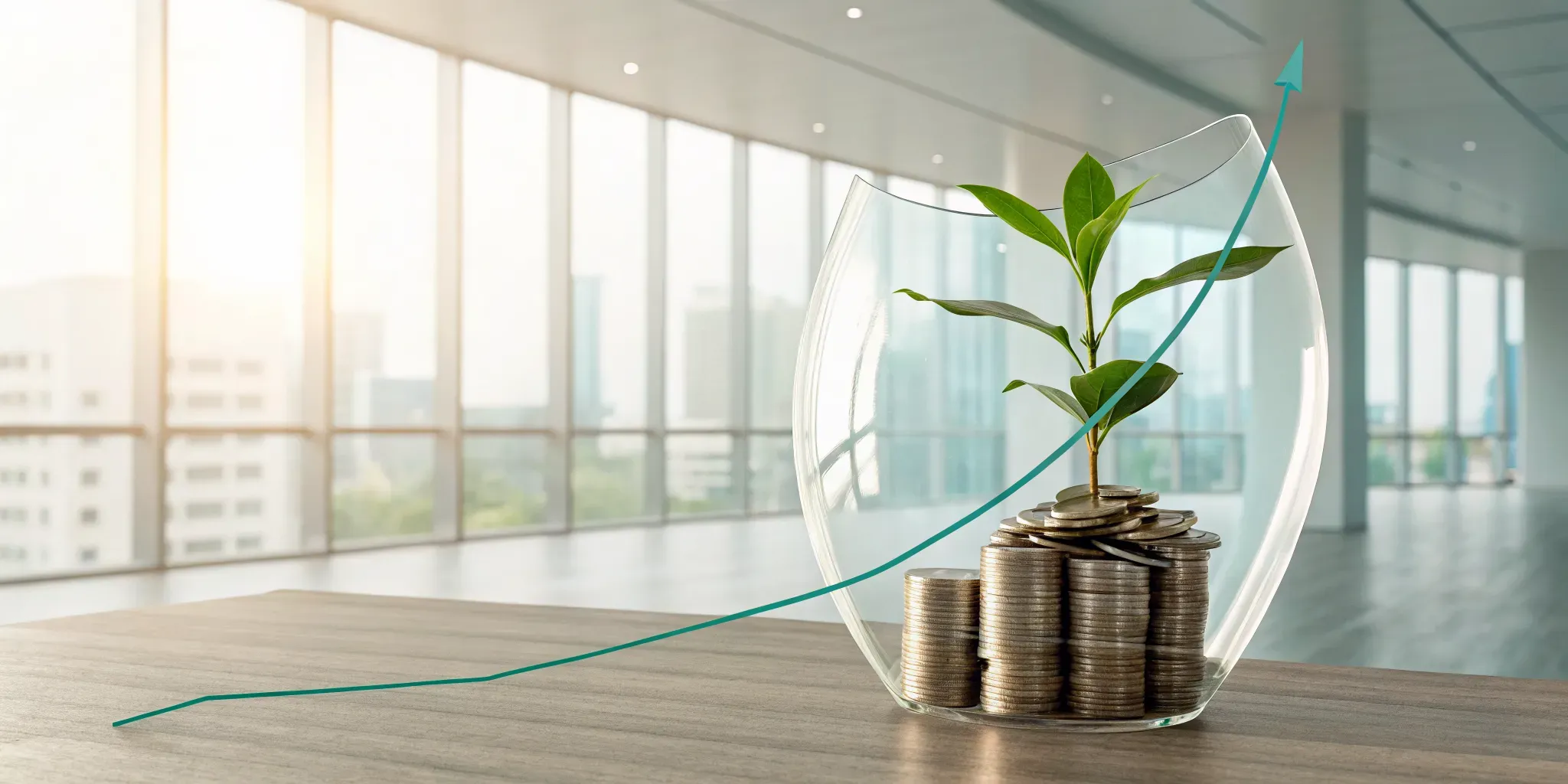 A plant growing from coins, representing the cash value growth potential of IUL insurance.