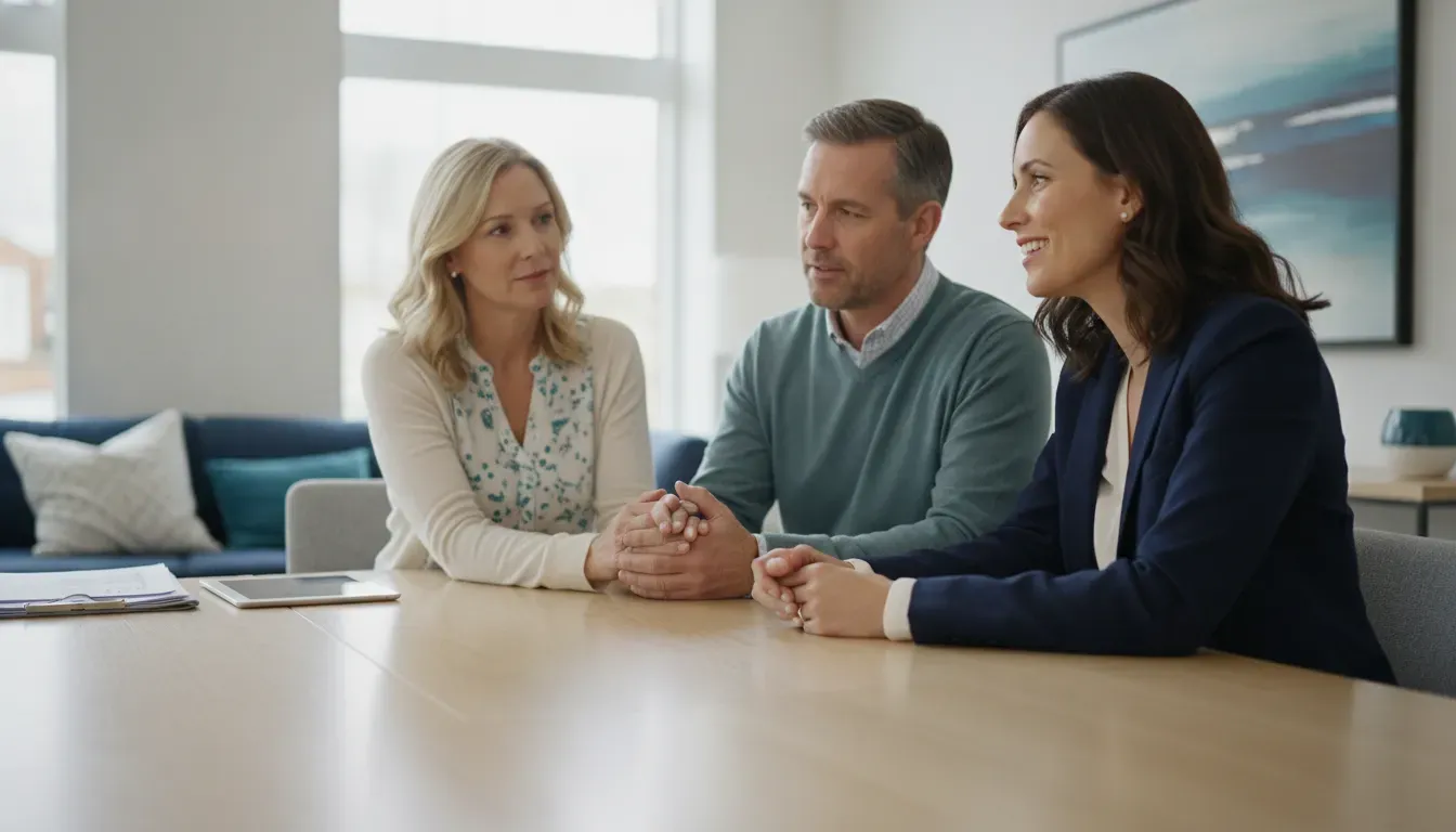 Advisor discussing IUL retirement planning with a couple in their 50s