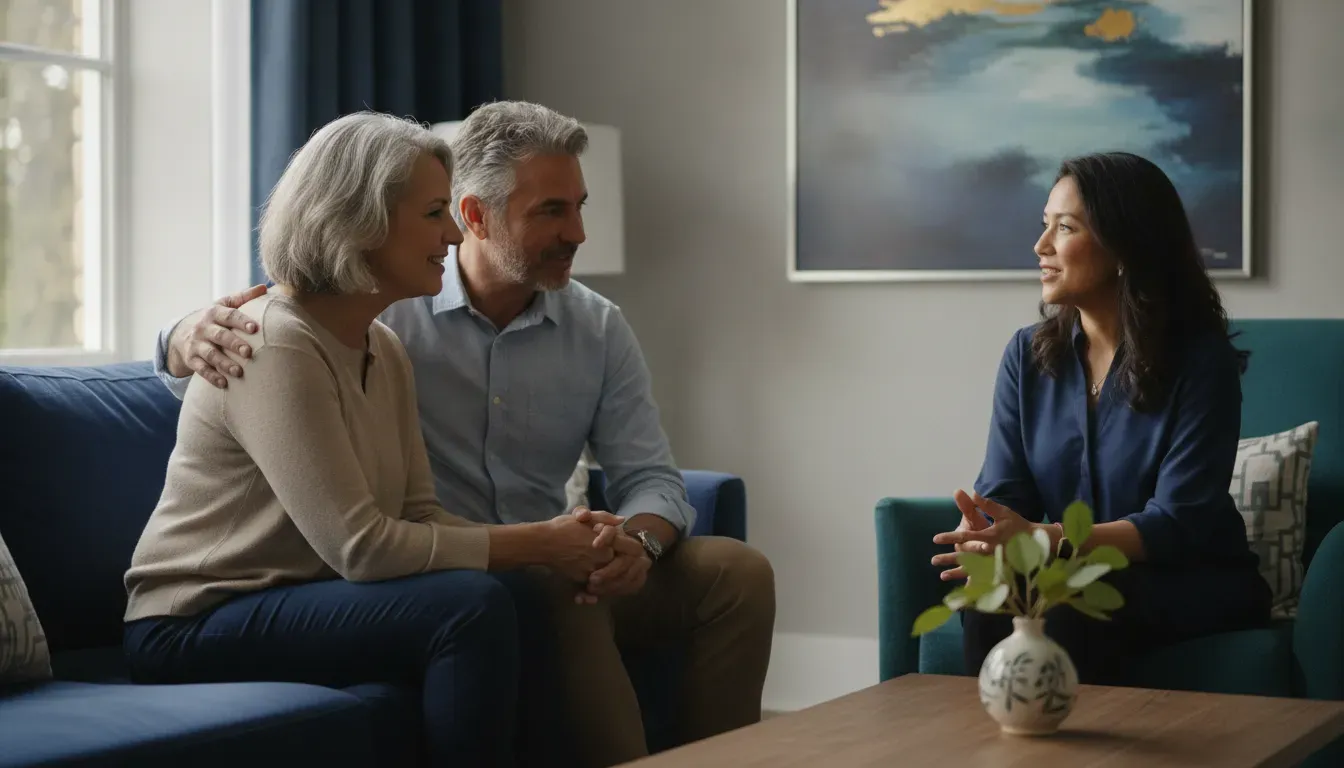 Couple discussing retirement income and life insurance options with an advisor